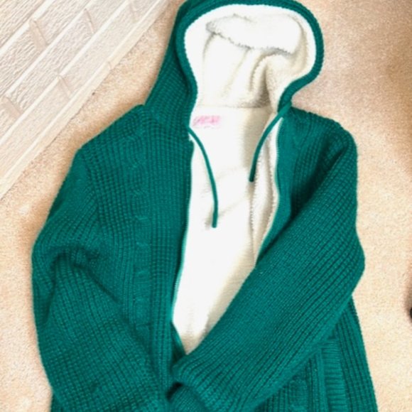 Green Knit Jacket with Fleece Lining - Picture 2 of 12